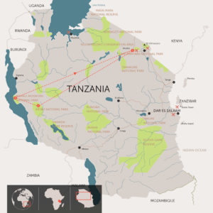 Map of Secluded tanzania safari