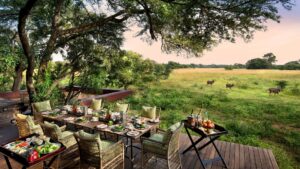 breakfast on the deck at andBeyond phinda vlei lodge