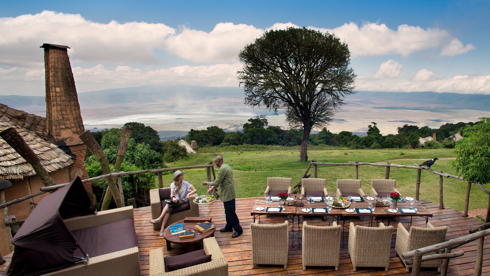 guest area overlooking the ngorongoro crater in tanzania