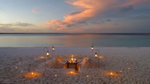 A romantic lantern-lit sandcastle dinner on Mnemba Island