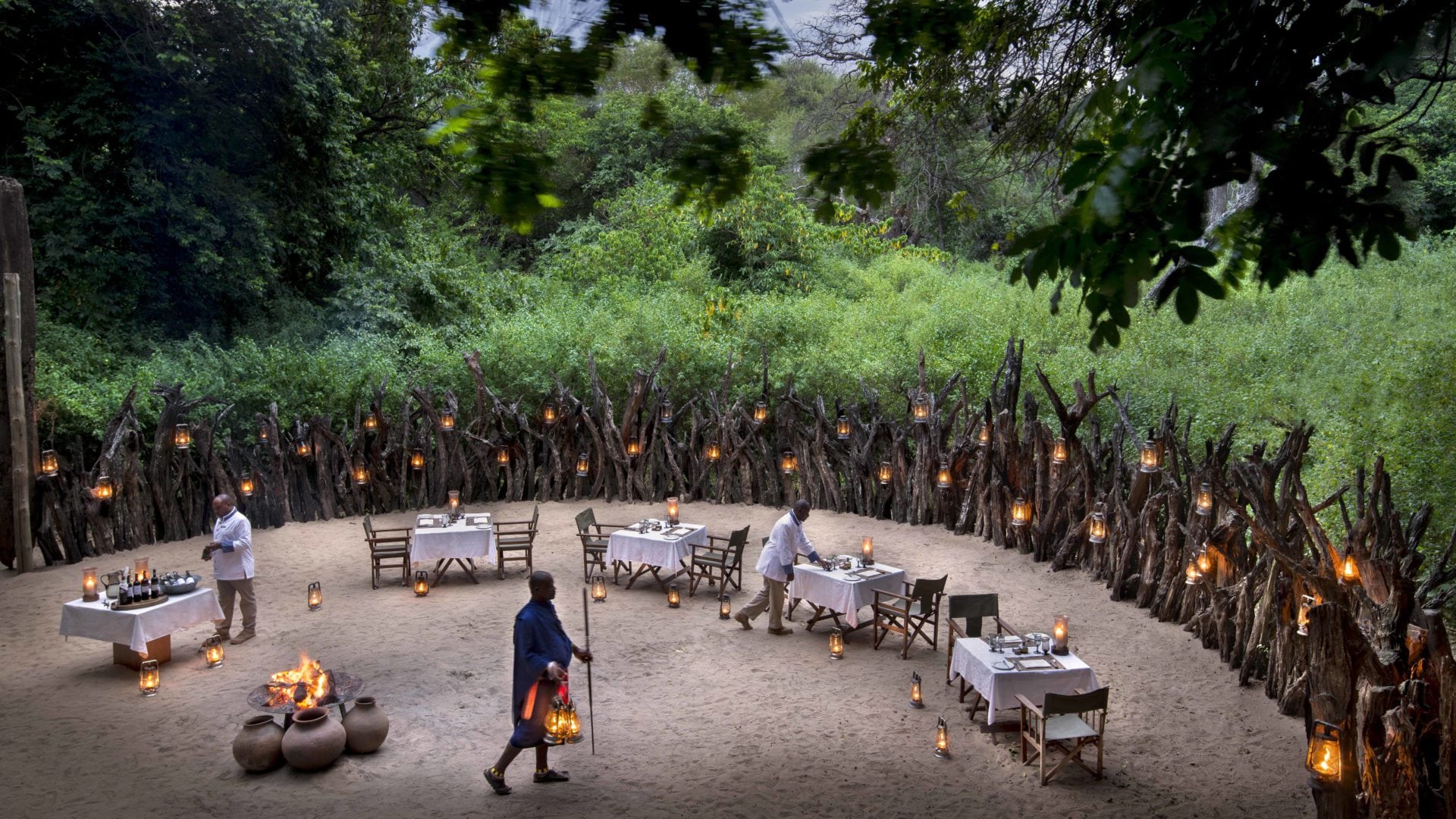Lake Manyara Tree Lodge boma evening
