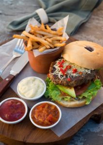 burger and fries food on a luxury safari