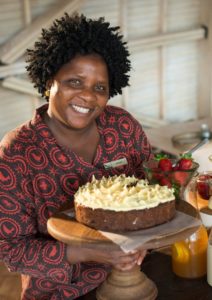 carrot cake and strawberries food on a sandibe safari