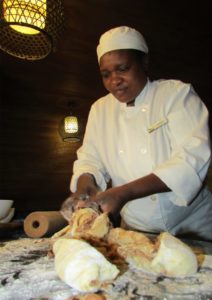 chef making fresh bread at andbeyond sandibe