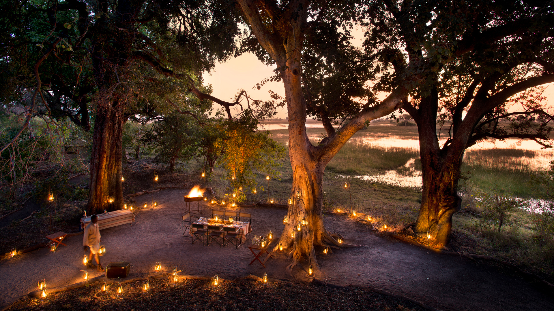 dining in the bush ona botswana mobile camping expedition