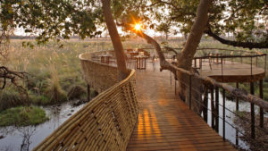 guest area at andbeyond sandibe at sunset