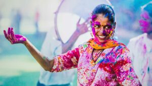 India Woman celebrating holi