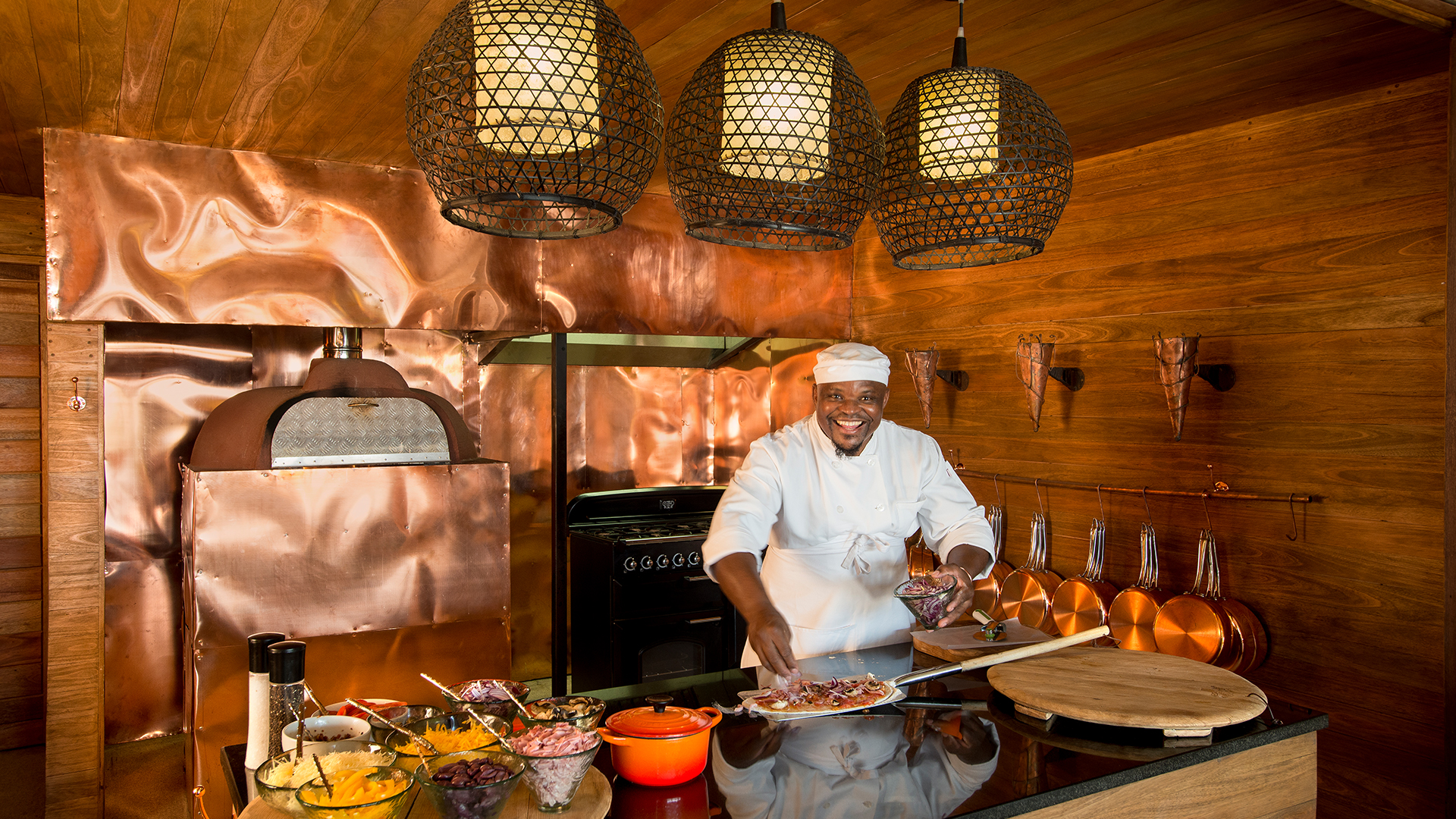 interactive kitchen at andbeyond sandibe in the okavango delta