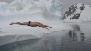 lewis pugh diving into the arctic sea for marine conservation