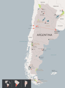 Map of Fine wines and great cities of chile and argentina