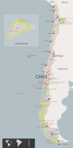 Map of Lakes forests and mountains of southern chile map