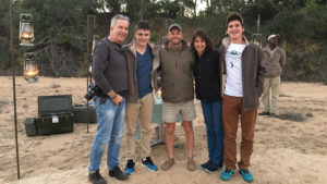 nick scott and family with ranger sean messham at andbeyond ngala tented camp