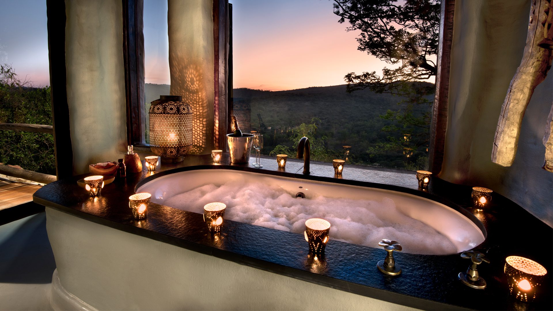Bath views at Phinda Rock Lodge