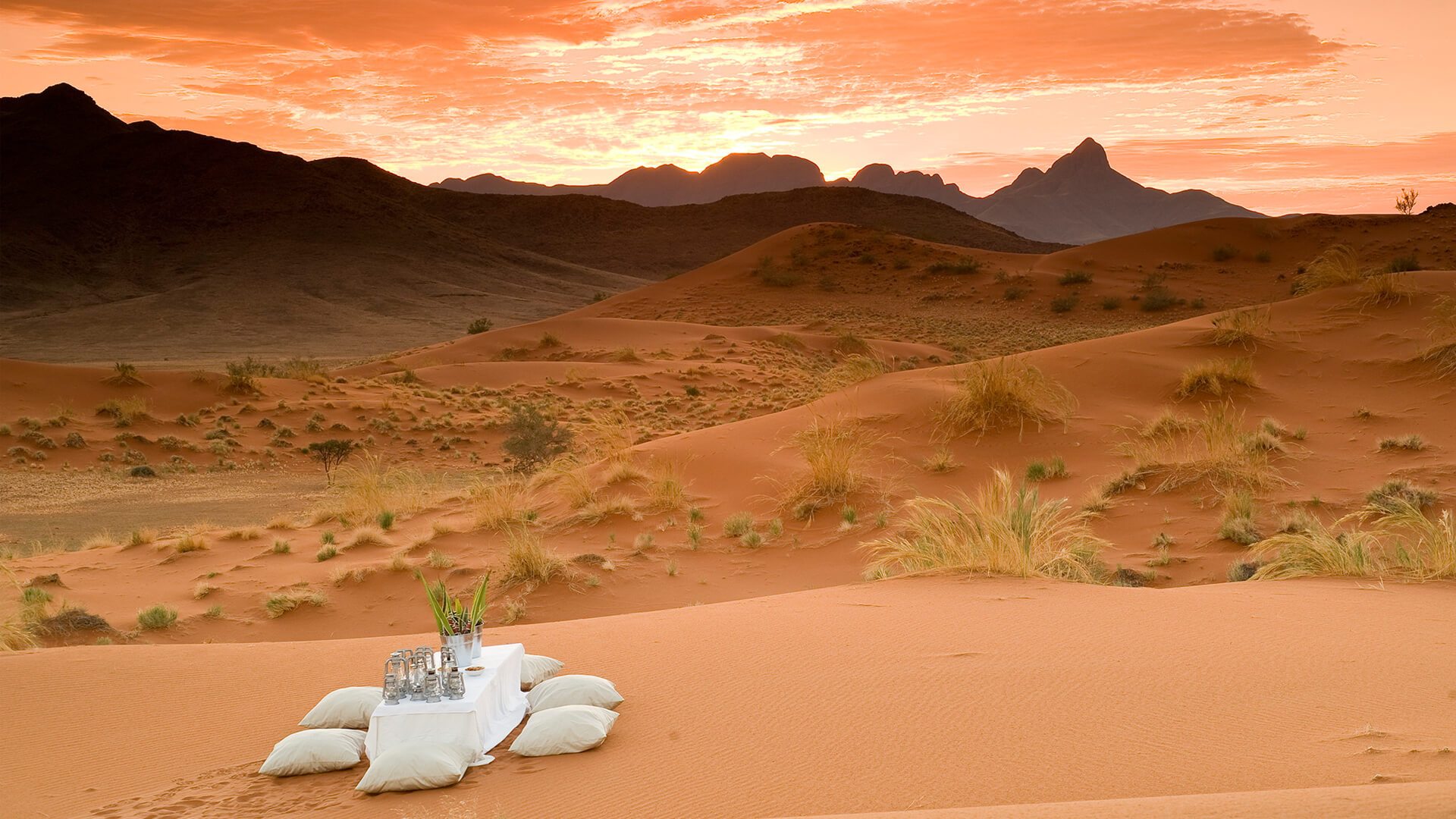picnic on the dunes of namibia in sossusvlei