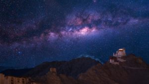 stars and milky way in ladakh himalayas in india