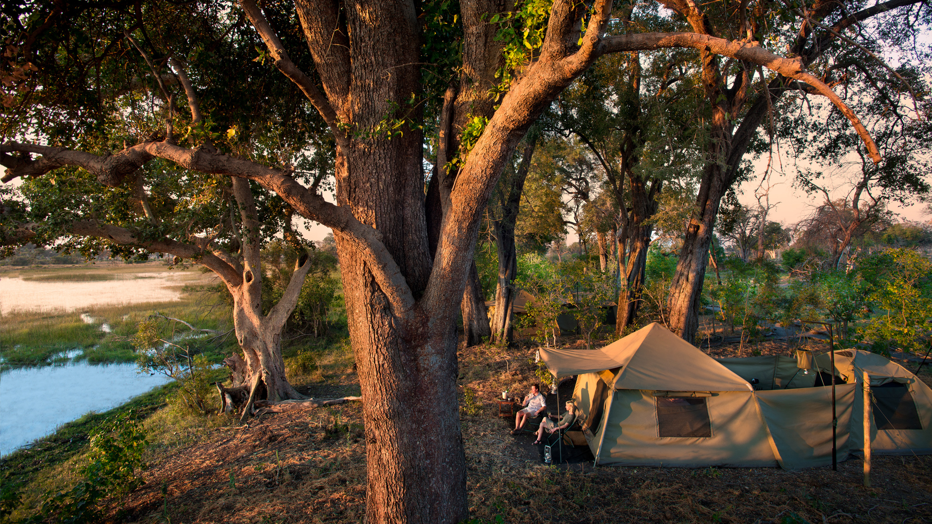 tented accommodation on a botswana mobile camping expedition